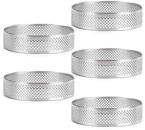 Runde Ringe mit Löchern aus Edelstahl, für, Quiches, Kuchen, Schaumstoff, Backform, 9 cm, 5 Stück
