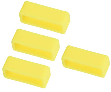 Kozelo 4pcs Montre Bande Boucle - [22 mm Largeur] Caoutchouc Montre Support pour Montre Bande Gardien Réparation Remplacement Utilisation, Jaune, Silicone