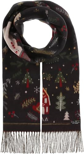 FRAAS Cashmink Weihnachtsschal - warmer Schal mit Nikolaus-Motiv für Damen und Herren - 35 x 200 cm - Made in Germany