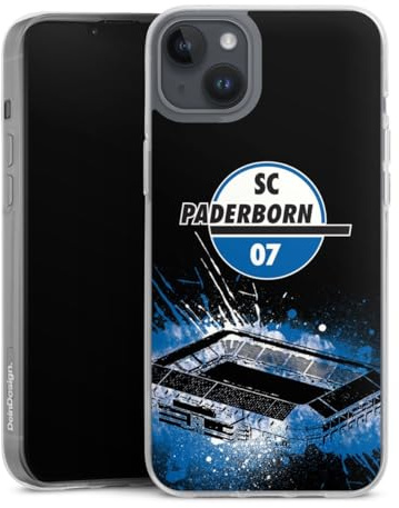 Silikon Hülle kompatibel mit Apple iPhone 14 Plus Case transparent Handyhülle Offizielles Lizenzprodukt SC Paderborn 07 Stadion