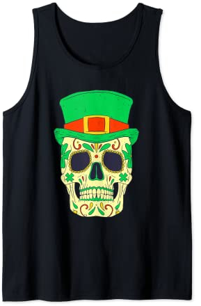 St Patricks Day Totenschädel Mit Zylinder Hut Saint Paddy's Tank Top