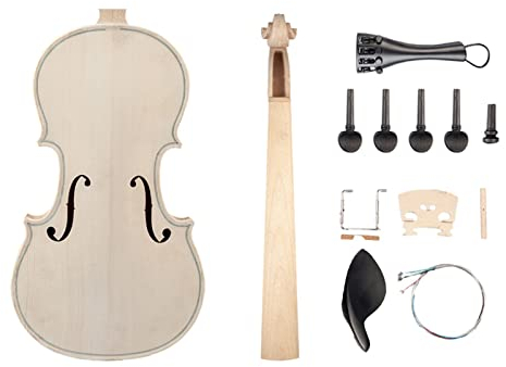 DIY-Geigenbausatz, Natürliches Massivholz, Akustische Geige, Fichtendecke, Ahorn-Rückenhals, Griffbrett, Saitenhalter-Brückenset Erwachsene Violine (Color : 4/4)