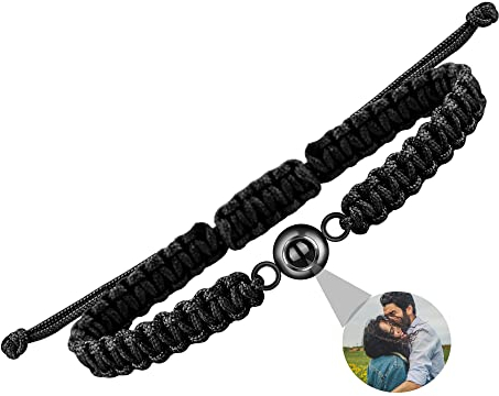 Benutzerdefiniertes Foto-Armband, Bild-Armband, personalisiertes Foto, Kreis-Foto-Armbänder mit Bild im Inneren, geflochtenes Projektionsarmband, benutzerdefinierte Foto-Geschenke für Frauen/Männer