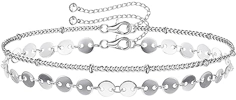 Krfy Armband Silber 925 Damen Verschluss Charm Armband 14 Karat Weißgold Armband Damen Silber Massiv Diamantschliff Armkette Damen Silber Verstellbare Silberarmband Damen