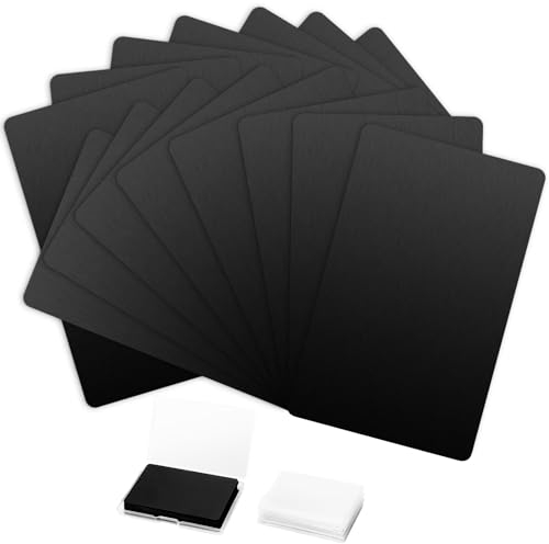 Frddiud Aluminum Color Blank Nameplate, 15Pcs Blank Metal Card for Home Indoor DIY Signage Etching, Anodized Aluminum Plate for Laser Printing Engraving(Black)