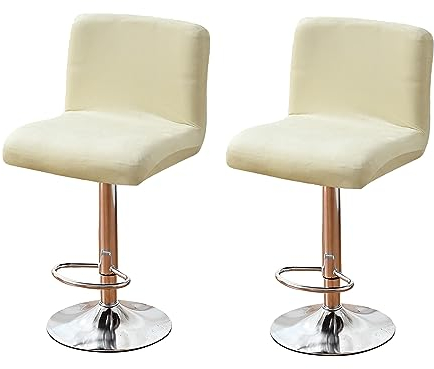 RAKTOV 2 Stück Barhocker-Bezüge, abnehmbarer Hocker-Kissenbezug, Stretch-Stuhlbezug, Esszimmerstuhl-Schutzbezug, Stuhlsitzbezug für Barhocker, Rückstuhl, Beige