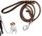 JaSiTeBW Leather Dog Lead,Slip Lead For Dogs,Braided Brown Leather Pet Leash Long Dog Training Rope for Small to Medium Sized Dogs(4.92 ft)