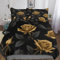 MANBUREN Bettwäsche 220x240 Goldene Rose Mikrofaser Bedding Set 3D Schwarze Rosen Bettwäsche-Sets 3teilig Teenager Mädchen Mit Kissenbezug Deko Schlafzimmer Mit Reißverschluss Für Allergiker
