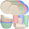 Greentainer Unbreakable Plastic Dinnerware Sets, 32 pcs Lightweight Camping Tableware Set, Microwave & Dishwasher Safe Plates Set, Bowls, Cups Mugs, Service for 8, Great for Kids & Adults