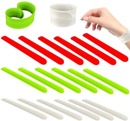 Wrap It Storage Straps, Wrapping Paper Holder, 18PCS 8.5 Inch Silicone Flip Wraps Flip Wrapping Paper Clamps White Red Green Slap Bracelet for Wrapping Paper, Poster