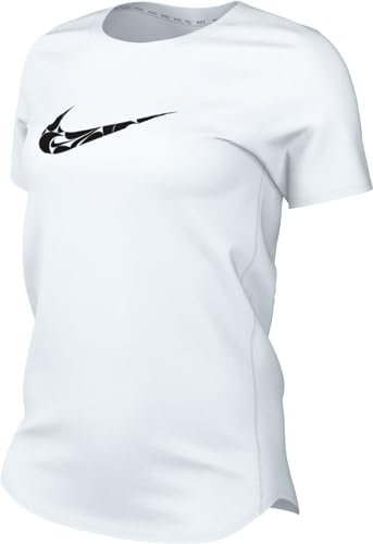 Nike Damen W Nk One Swsh Hbr Df Ss Top, White/Black, FN2618-100, XS