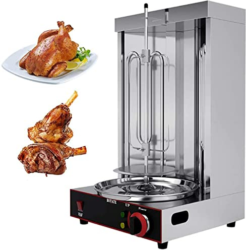 OHaGin BBQ-Fleischbereiter, Döner-Kebab-Vertikal-Fleischgrill, Drehspieß-Ofen für Hühner aus Edelstahl, Döner-Kebab-Maschine mit Rego-Schalter (elektrisch)