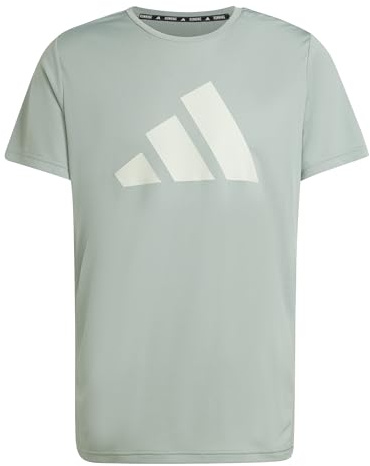 adidas Men's Run It Stripes Tee, Silver Green, S