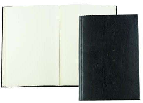 DELMON VARONE - Ersatz Notizbuch DIN A5 - Format 150 x 215 mm - Ersatz-Notizbücher 288 Seiten cremefarbenes Papier, ohne Linien und schwarzen Einband