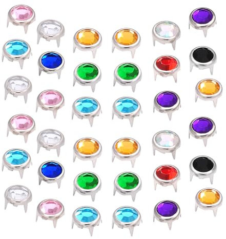 100 Stück 8 mm Strass-Bastelnieten, runde Kristall-Nieten, farbige Kleidung, Nieten, DIY, Ledernieten, Metall-Stoffnieten für Schuhe, Taschen