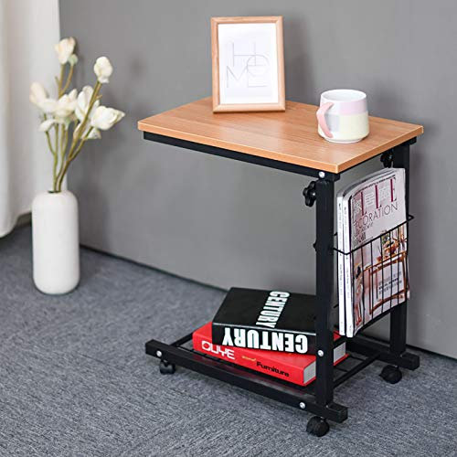 JXIPANUL Höhenverstellbarer Betttisch, mobiler Laptop-Schreibtisch, Sofa-Beistelltisch, rollbarer Kaffee-Beistelltisch, Lesetisch für Senioren, Betttisch, Wagen (E)