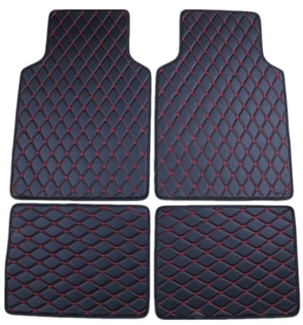 HDJYCZM 4 Stück Leder Auto FußMatten für Mitsubishi ASX 2016-2025, Autoteppich Matte Fahrermatte wasserdicht und rutschfest Zubehör,Black red