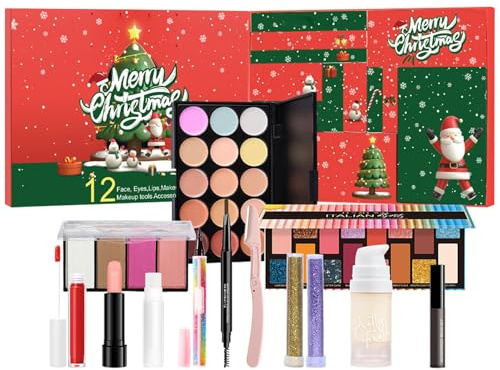 Weihnachts-Adventskalender - Countdown-Kalender Weihnachten | 12 Make-Up & Kosmetik in Einzelbox, Beauty Box Adventskalender, Countdown bis zum Kalender