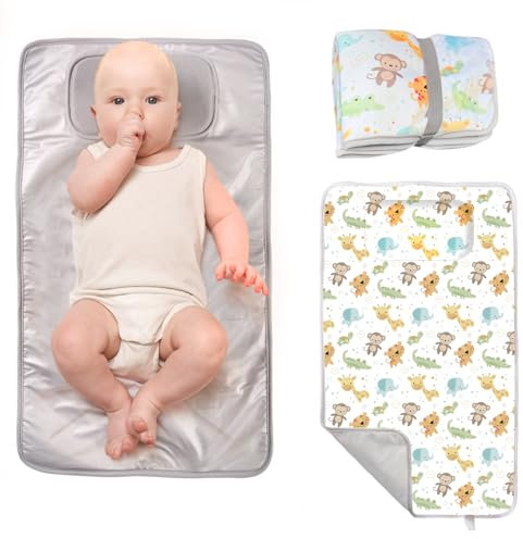 TENDS Wickelunterlage für unterwegs – wasserdicht, faltbar, waschbar und gepolstert, kompakt, ideal für Komfort und Sauberkeit des Babys, perfekte Windeltasche als originelles Geschenk für Neugeborene