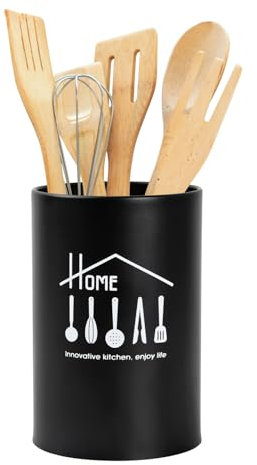 YILANJIN Porta Utensilios de Cocina, Organizador de Cubiertos de Acero Inoxidable, Contenedor de Almacenamiento de Vajilla, Portautensili da Cucina para Tenedores, Cucharas, Palillos (Negro)