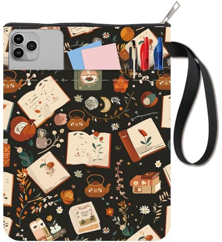 CRASPIRE Couverture de Livre Rétro à Fleurs - Housse de Protection en Tissu Lavable avec Fermeture Éclair et Poche Supplémentaire pour Livres de Poche - Cadeaux pour les Amoureux des Livres