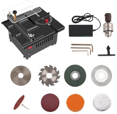 Mini Multi-Functional Table Saw Mini Table Saw for Wood Cutting Multifunctional Small Table Saw Adjustable Cutting Sanding Engraving Drilling All-in-One Machine(Cutting Grinding and polishing)