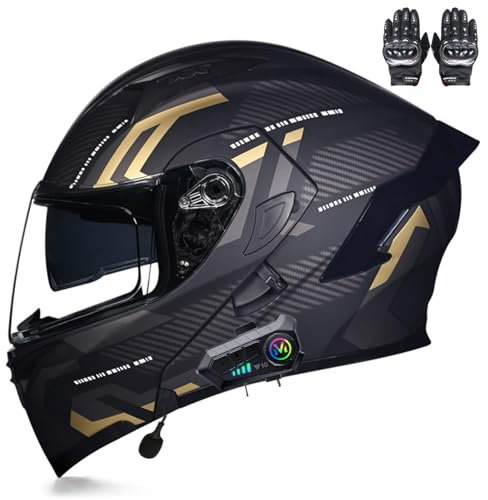 Beyswage Casco Modulare Moto Bluetooth, Caschi Moto Omologato ECE, Adatto a Uomo Donna Adulti, M-XXL(55-62CM), ABS+EPS, DOT/ECE, Nero