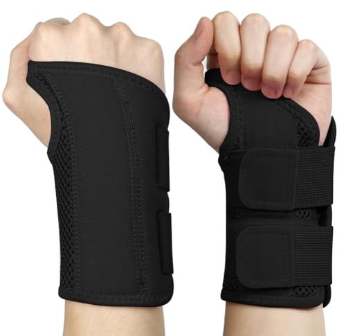 NuVigor Wrist Splints for Carpal Tunnel,Right Left Hand Support with Adjustable Straps for Men Women,Breathable Day Night Wrist Brace for Carpal Tunnel,Pain Relief(Black,L/XL Right and Left Hand)