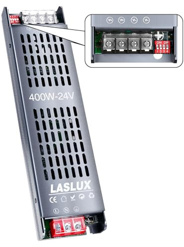 Alimentatore LED 24V 400W Ultra Sottile Dimmerabile 4 Livelli, Trasformatore 220V AC a DC 16.6A, Driver LED a Tensione Costante per Striscia (24V, 400, Watt)