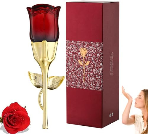 Profumo da donna a forma di rosa, profumo di rosa fresco, profumo di feromone a lunga durata, profumo per capelli e corpo, forza di fiducia in se stessi (rosso)
