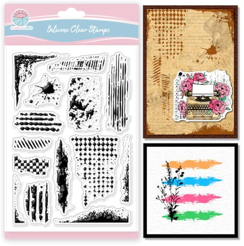 GLOBLELAND Transparente Stempel Mit Vintage Grunge Textur für Scrapbooking Wasserflecken Hintergrund Silikonstempel Retro Textur Transparenter Stempel für Kartengestaltung DIY Prägung Journaling