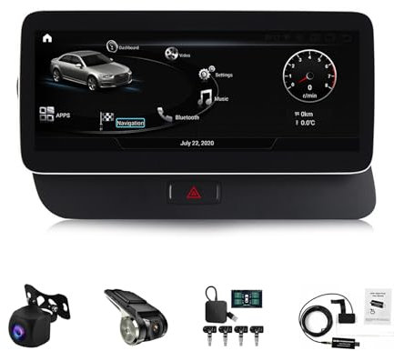 Android 14 Yihyati Autoradio Bluetooth Double Din Pour Audi Q5 2009-2017 10.25 Pouces Touchcreen Radio Avec Carplay Sans Fil GPS Navigation FM WiFi Caméra De Recul Commande Au Volant(No GPS,W400 8+256