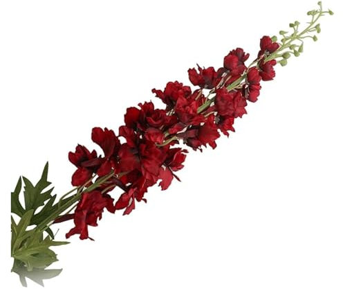 Faux flowers,fake flowers, 3PCS Artificial Larkspur Flower Long Stem Delphinium Floral Silk Flowers for Home DIY Decor(Deep Red)