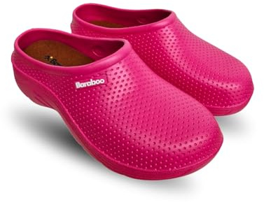 Ladies Garden Clogs Slip On WP Wide Fit Comfort Shoes Removable Insole Farm Nurse Camping Summer (Raspberry, UK Footwear Size System, Adult, Women, Numeric, Medium, 4)