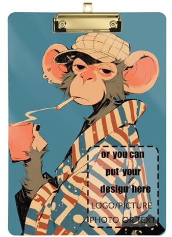 Kompaktes Klemmbrett, Vintage-Affe, Standard-Loch, für Lehrer, Muss für Klassenzimmer, Grundschule, Größe 22,9 x 30,5 cm