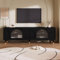 Elegante mobile TV con ante in vetro scanalato a 4 ante - 173 x 38 x 59 cm - Design moderno (nero)