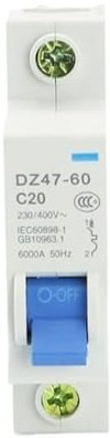 HYRTEFBN Disjoncteur monophasé DZ47-60 230 V/400 V CA 1 2 3 4 5 6 10 15 16 20 25 32 40 50 60 A Type de déclencheur C(60A)