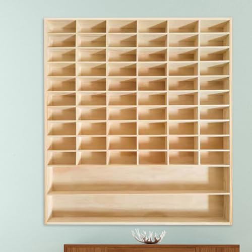 Laneryin Setzkasten Holz Sammlervitrine für Autos, 1:64 Diecast Auto Modell Aufbewahrungsbox, Wandregal Hängeregal Vitrine Deko, Schaukasten Hängend Sammelbox (58.5x5x64.5cm)