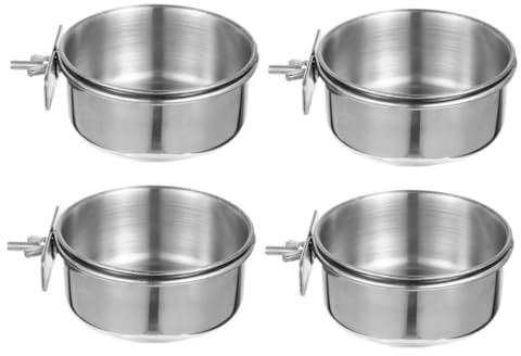 Gadpiparty 4 Stück Edelstahl Vogel Futtertassen mit Abnehmbaren Näpfen Anti knabber Design Hängend für Papageien und Wellensittiche Einfach zu Reinigen und Nachzufüllen Idealer