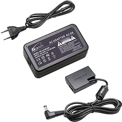 Glorich ACK-E18 Adaptador de alimentación de CA DR-E18 Acoplador de Corriente alterna para cámara Digital Canon EOS 200D 750D 760D 800D 850D RP Rebel SL2 SL3 T6i T6s T7i T8i 77D(Full-Decoded)