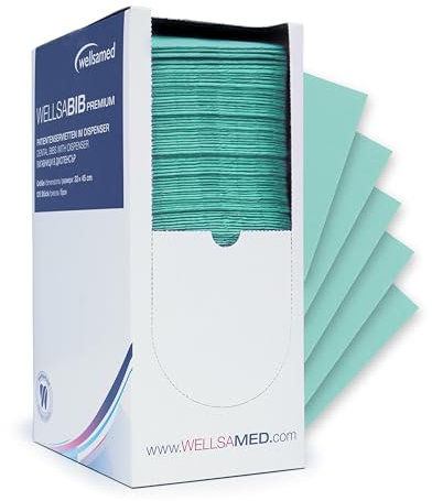 wellsamed Patientenservietten 125 Stück im Dispenser 3-lagig 33 x 45 cm Arbeitsplatzabdeckungen Kosmetik Tattoo Studios Praxis (Mintgrün)