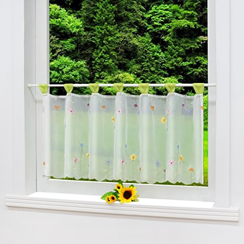 Joyswahl Voile Scheibengardine Transparente Bistrogardine »Augusta« mit Schlaufen Kaffee Stores Vorhang HxB 45x90cm #4 1er Pack