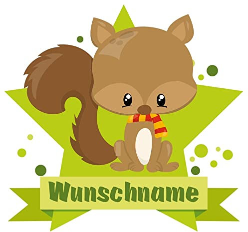 Samunshi® Baby Eichhörnchen Aufkleber mit Namen Autoaufkleber Namensaufkleber Kinder - 30x26cm mehrfarbig