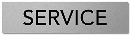 Interluxe Türschild Service Alu 200x50x3mm, Schild selbstklebend und wiederablösbar als Hinweisschild für Gäste, Kunden, Mitarbeiter im Geschäft, Büro oder Firma