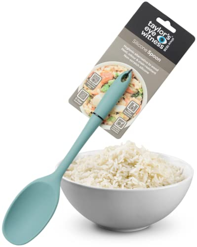 Taylors Eye Witness Large Silicone Aqua Stirring Spoon - Dishwasher Safe. Perfect for Non-Stick Pans. Hygienic Alternative to Wood. Odour, Stain & Heat Resistant (260°C/500°F). 5 Year Guarantee.