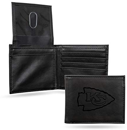 Rico Industries Billfold Wallet mit Lasergravur, Kansas City Chiefs, Schwarz