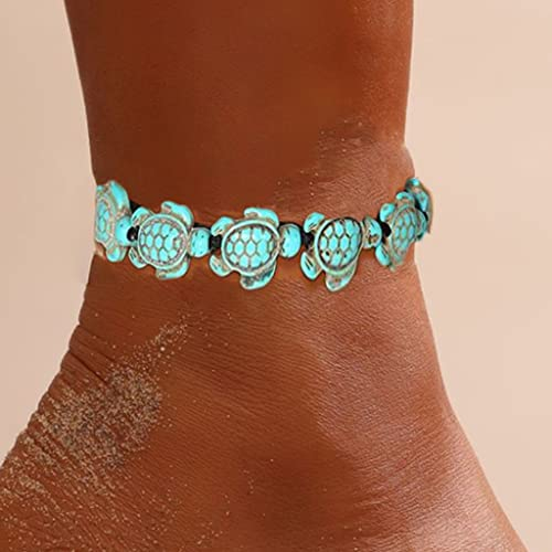 Jovono Boho Turquoise Turtle Anklet Bracelets De Mode Plage Pied Bijoux Pour Femmes Et Filles