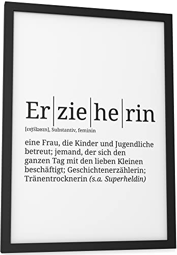Papierschmiede® Definition: Erzieherin, DIN A4 (21x30 cm), Poster für Wohnzimmer, Schlafzimmer, Küche, Esszimmer, Wandbild Geschenk Wanddeko - ohne Rahmen