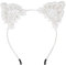 Katzen Haarreifen Diadem Katzenohren Spitze Schwarz Weiß Diva Tiara Haarschmuck Catwoman Farbe weiß