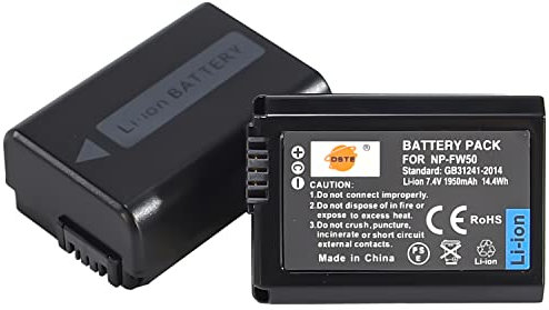 DSTE 2PCS NP-FW50 (1950mAh/7.4V) Battery Compatible for Sony NEX 3/5/7 Series, SLT-A Series, Alpha Series